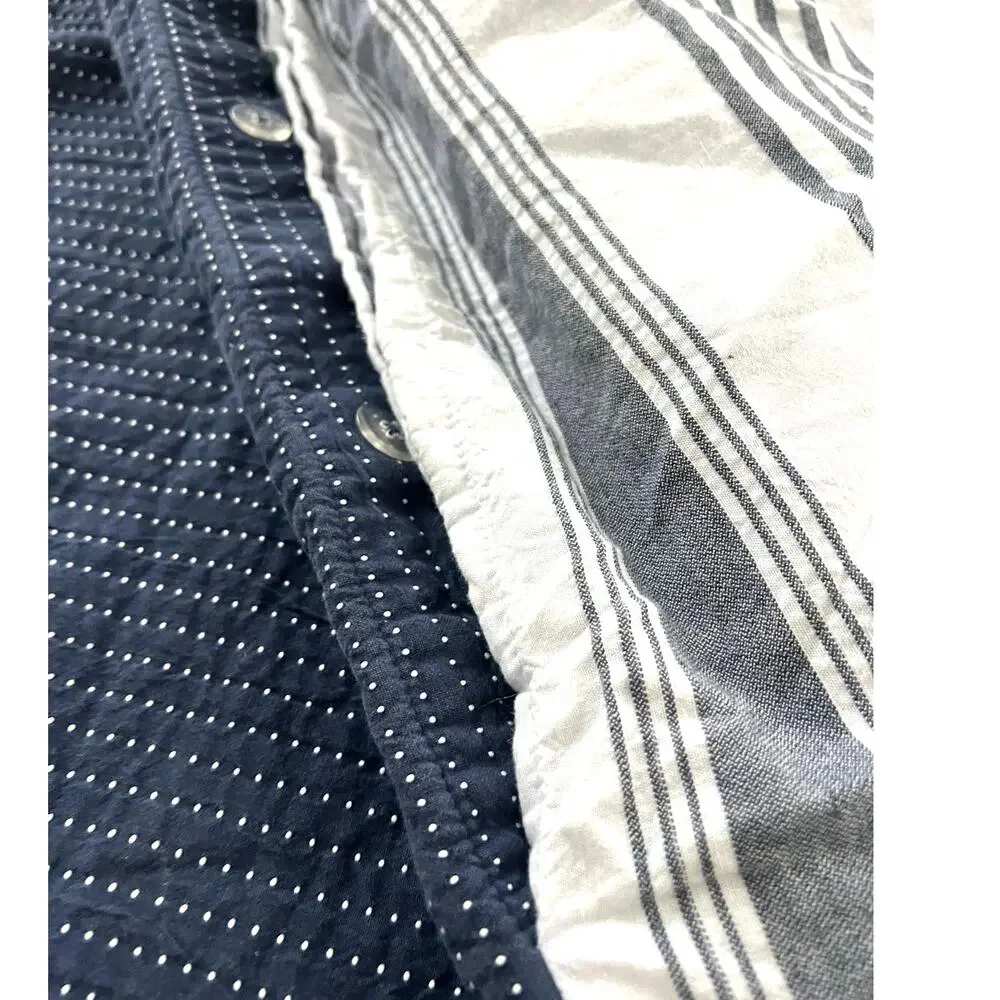 Pottery Barn Kids matelasse duvet cover navy blue white striped twin bedding